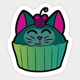 Catcake With Mouse-Cherry - Green Sticker
